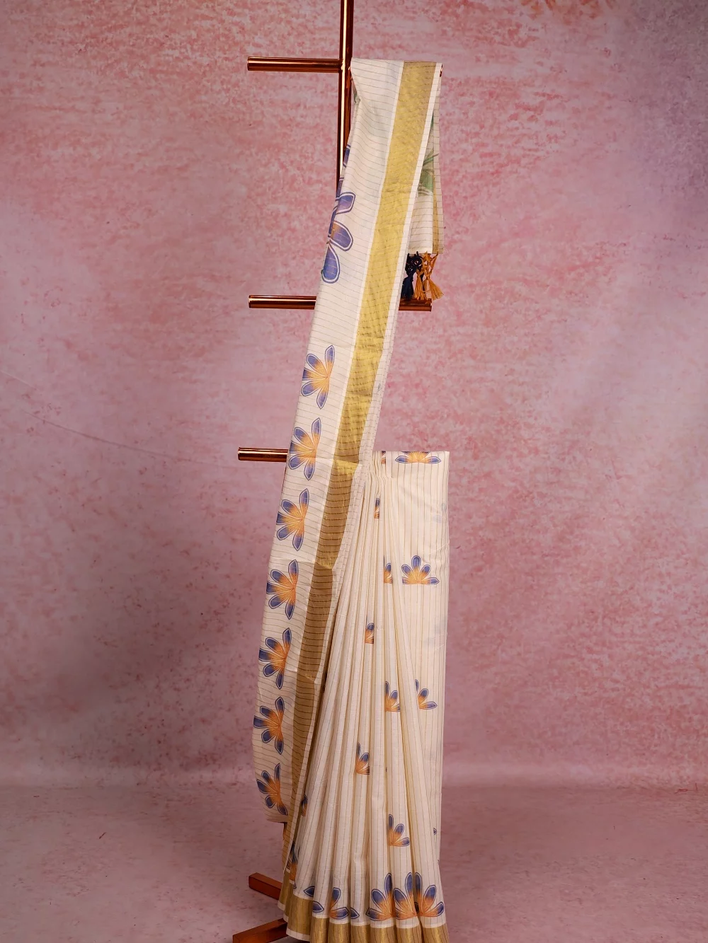 Off White Cotton Kerala Saree