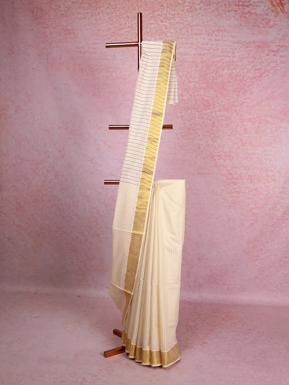 Cream Cotton Kerala Saree