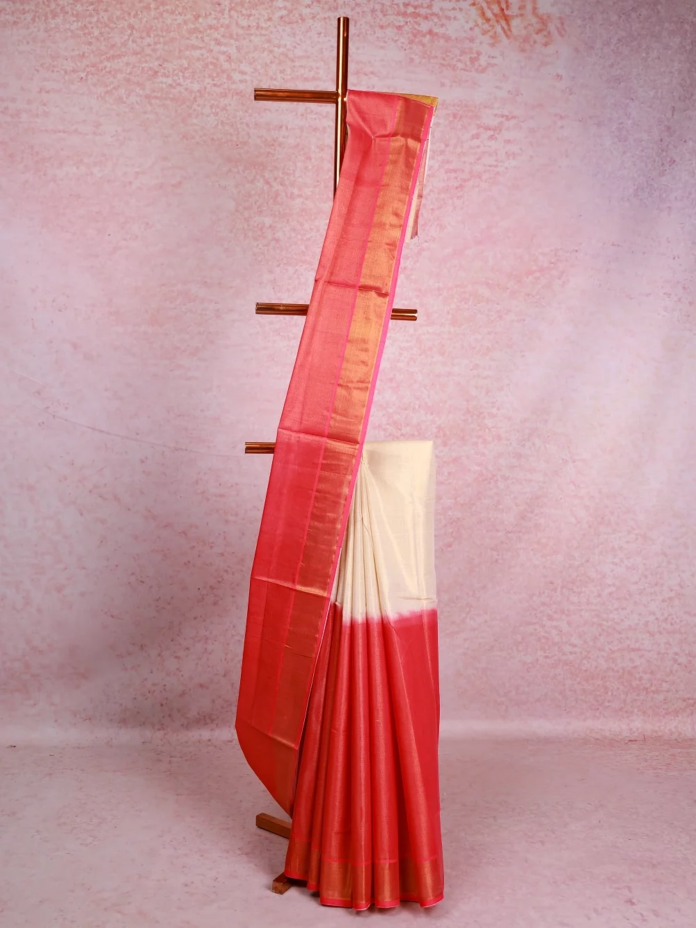 Gold And Pink Tissue  Kerala Saree