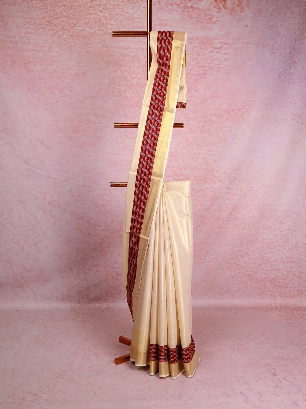 Cream Tissue Kerala Saree