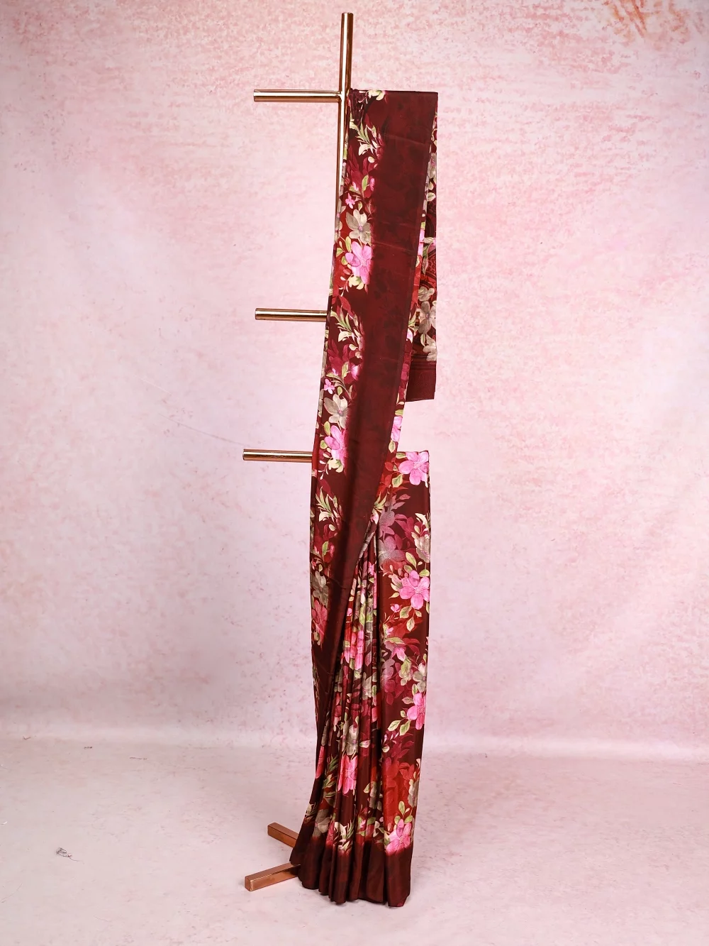 Dark Grape Wine Chiffon Saree