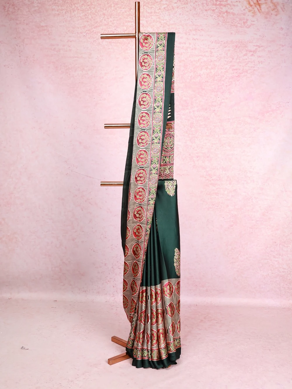 Bottle Green Semi Modal Saree