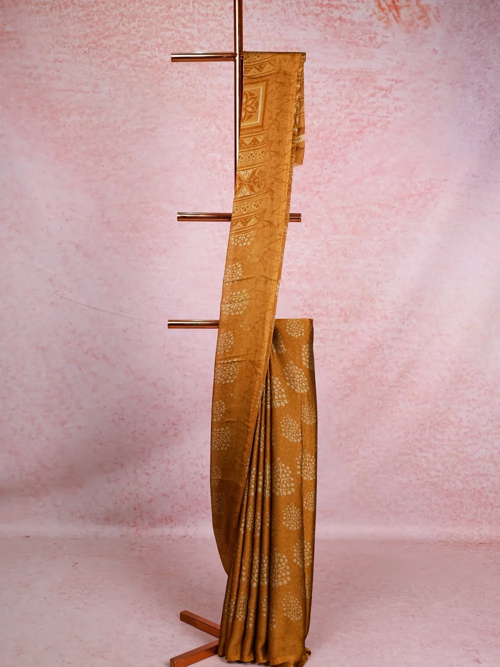 Mustard Gold Crepe Chiffon Saree