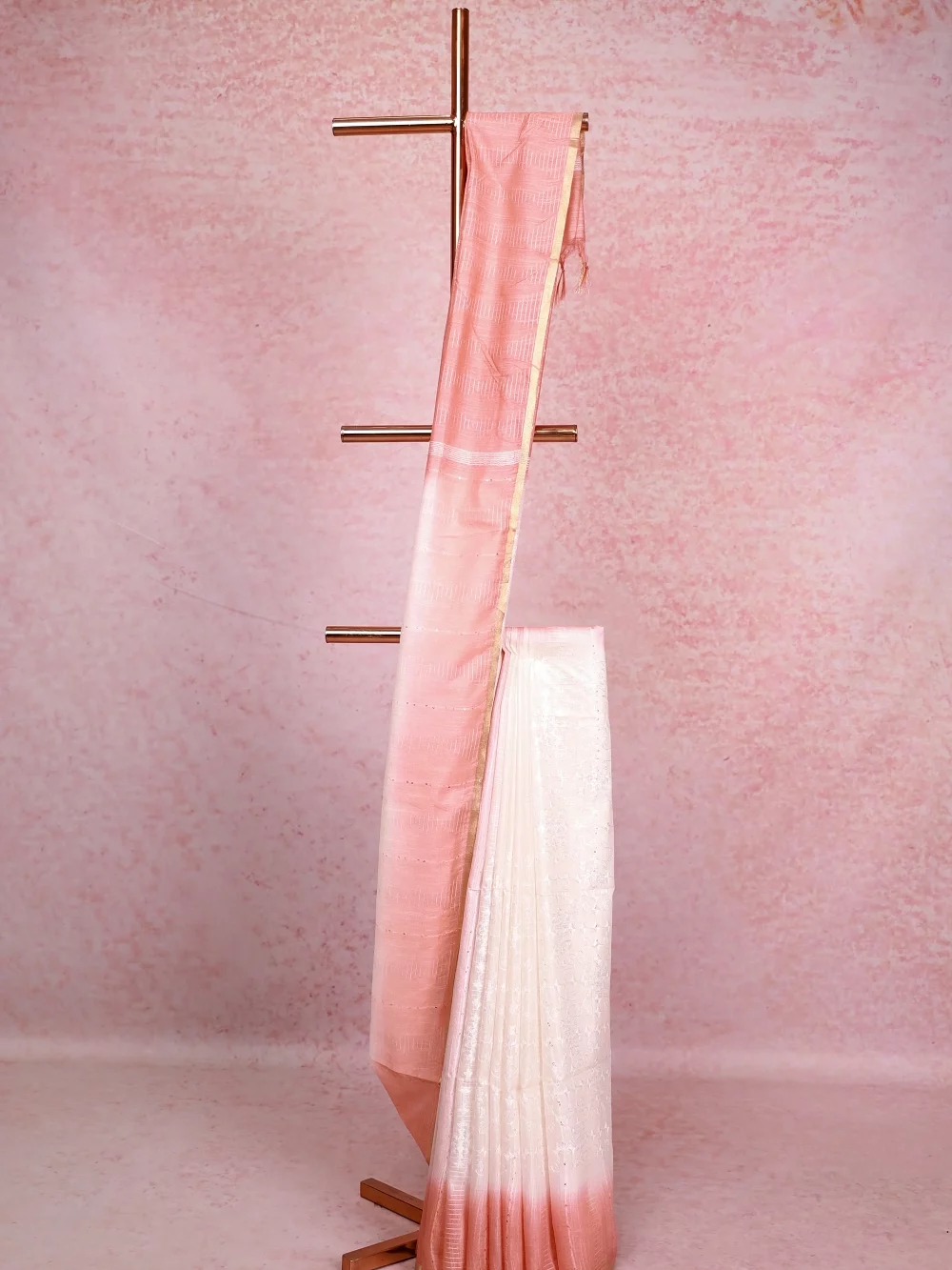 White Semi Tussar Saree