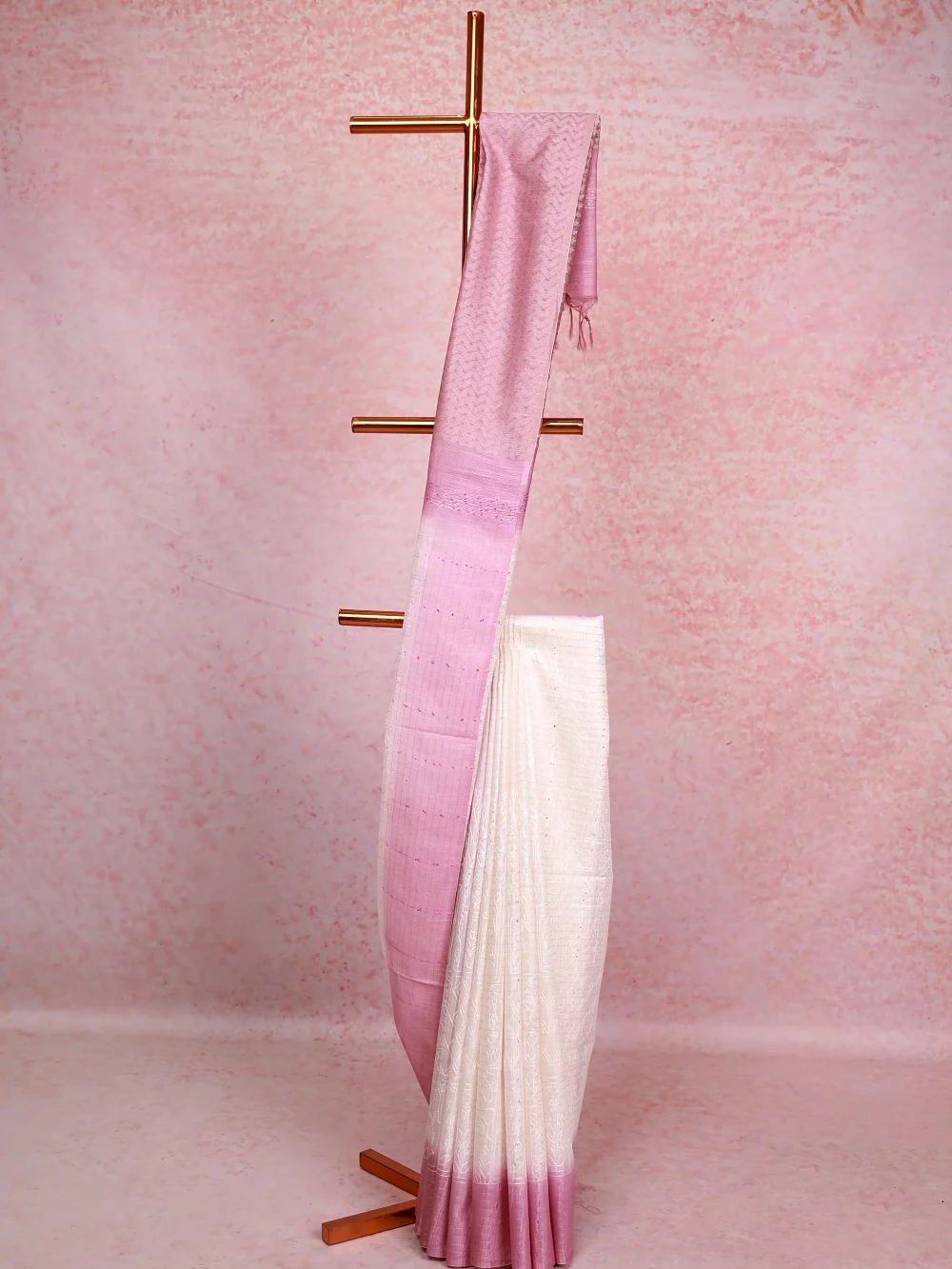 White Semi Tussar Saree