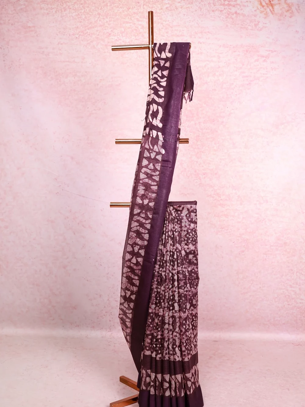 Dark Violet Semi Tussar Saree