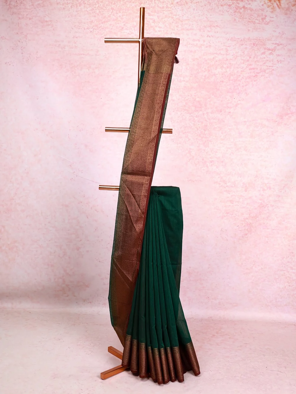 Bottle Green Semi Jute Saree