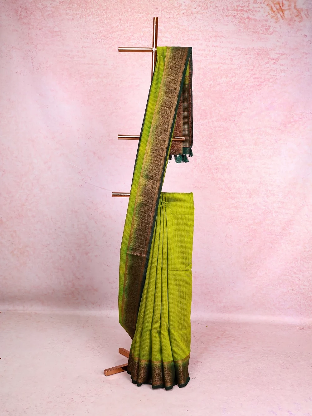Parrot Green Jute Banarasi Saree