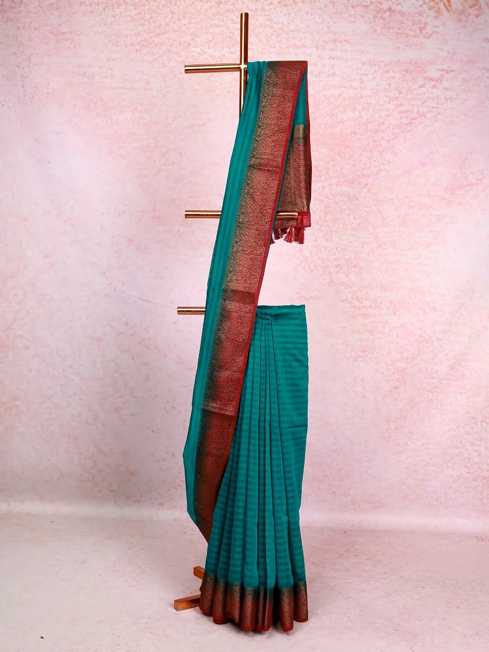 Peacock Green Semi Jute Saree