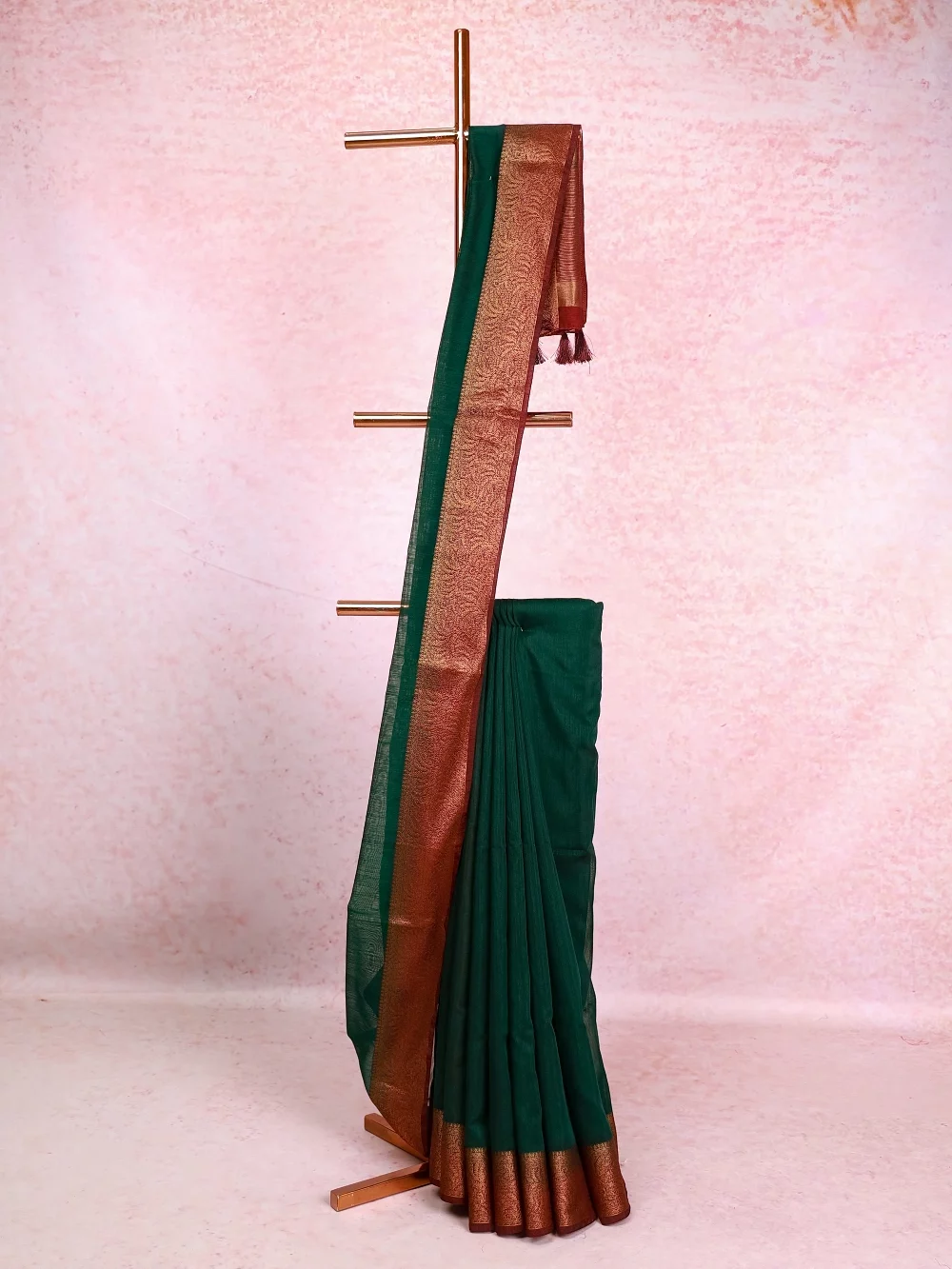 Bottle Green Semi Jute Saree