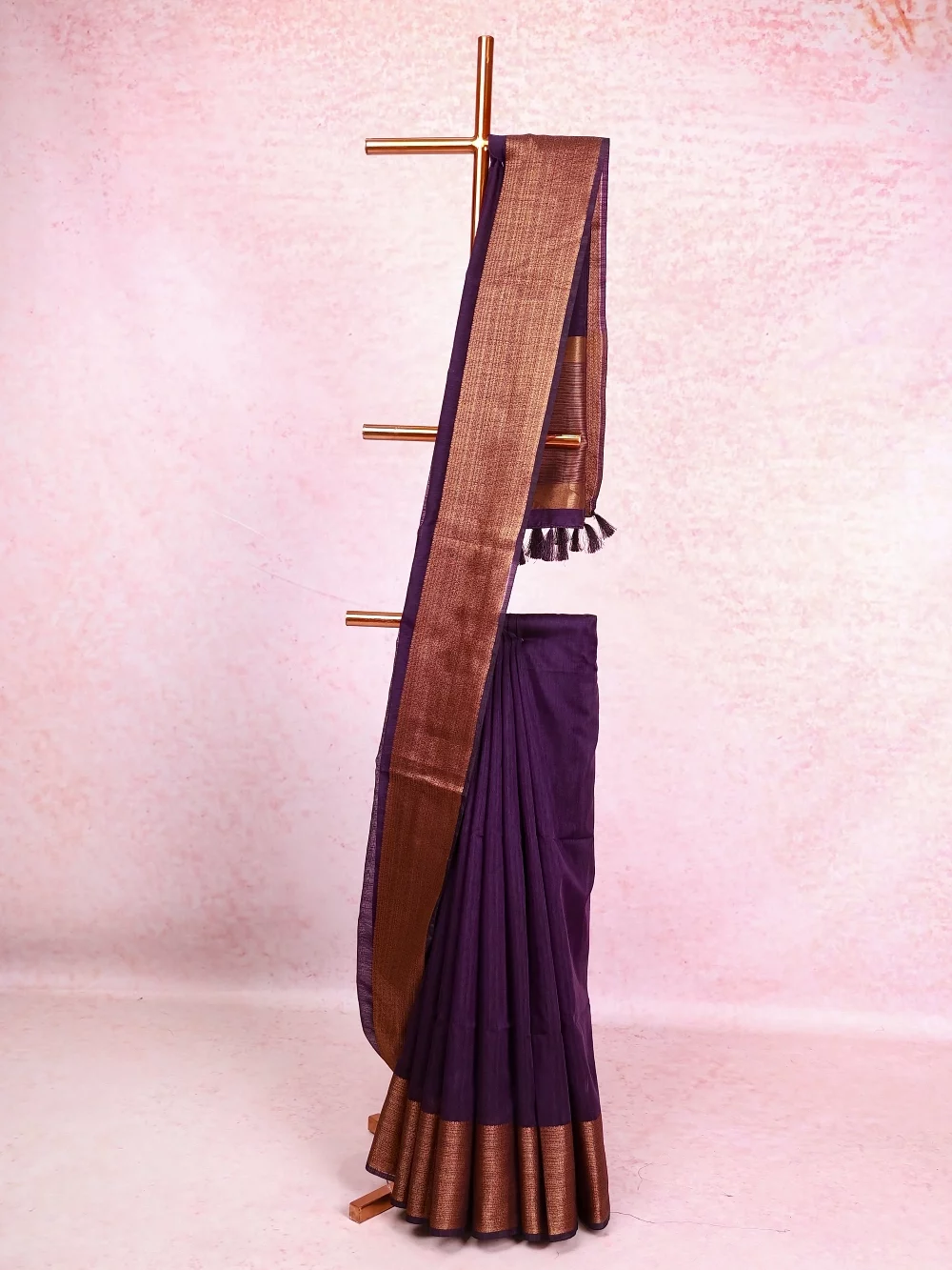 Violet Semi Jute Saree