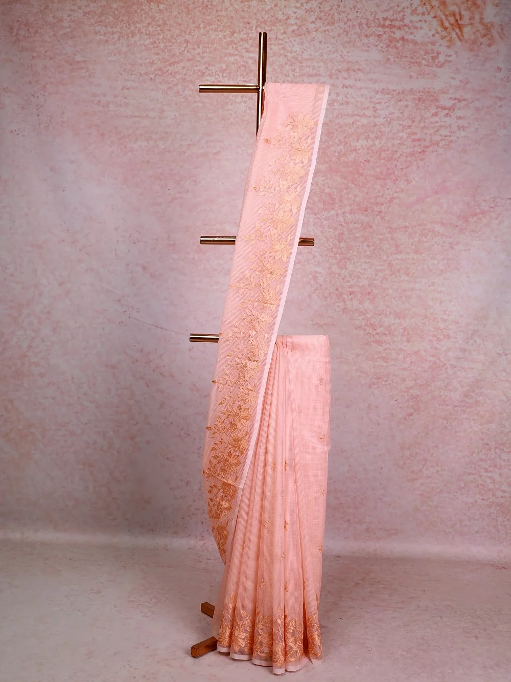 Peach Net Kota Saree