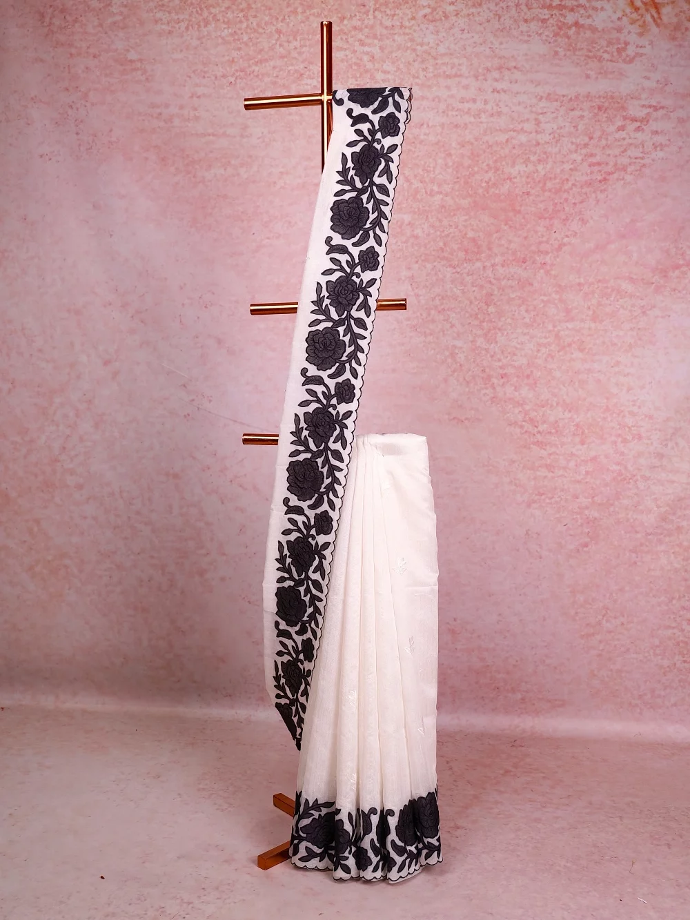 White Semi Tussar Saree