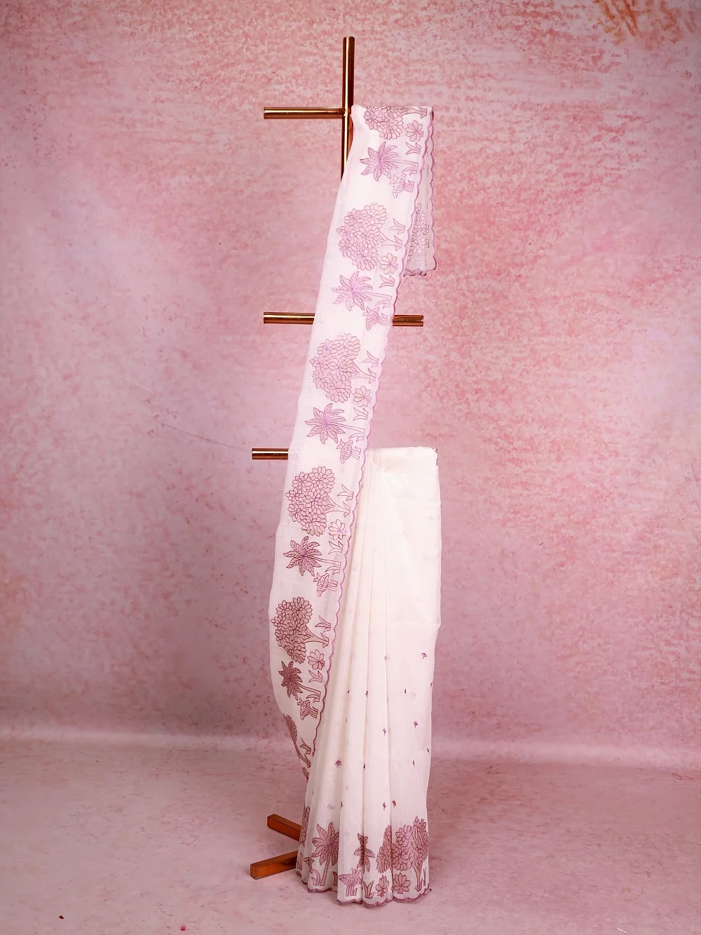 White Semi Linen Saree