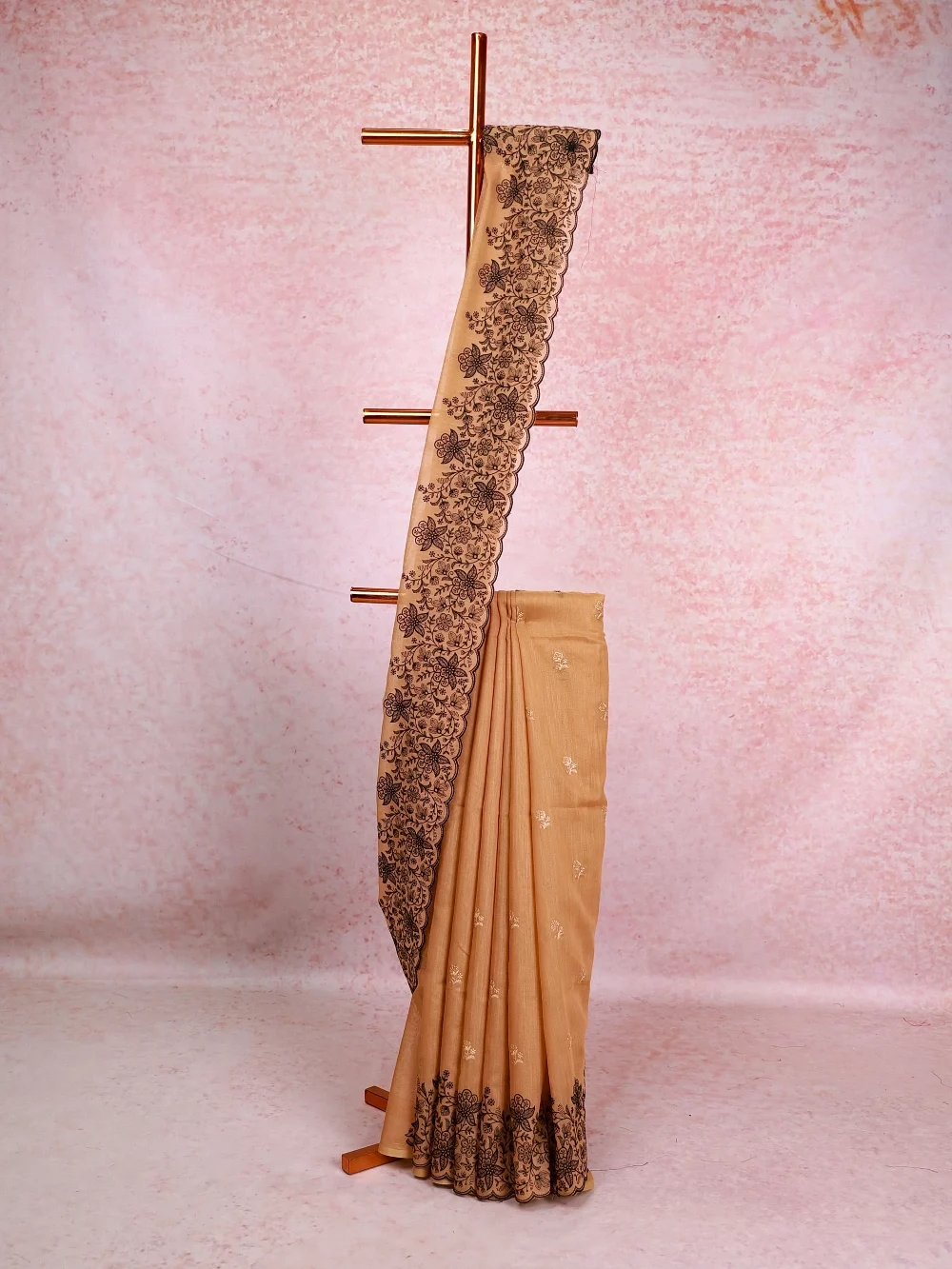 Golden Cream Semi Jute Saree