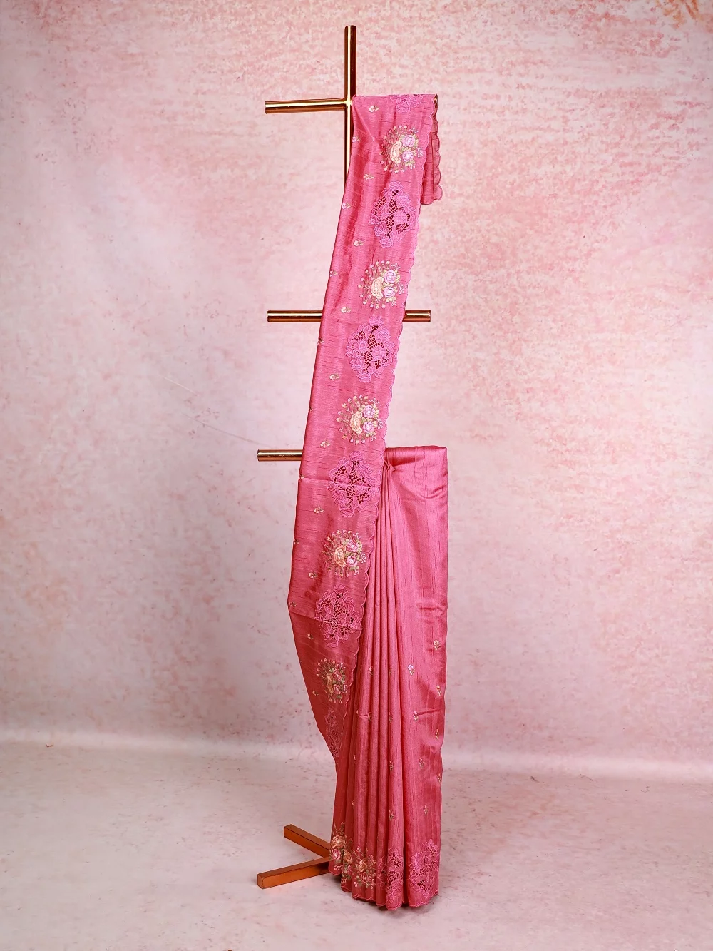 Onion Pink Semi Tussar Saree