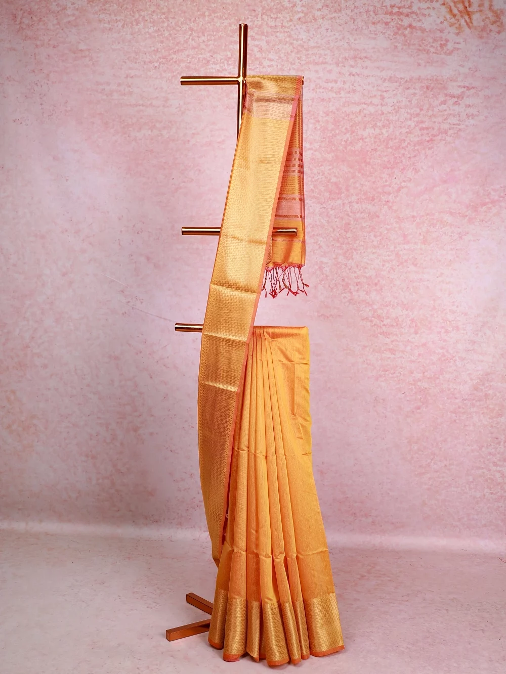 Yellow Cotton Silk Saree