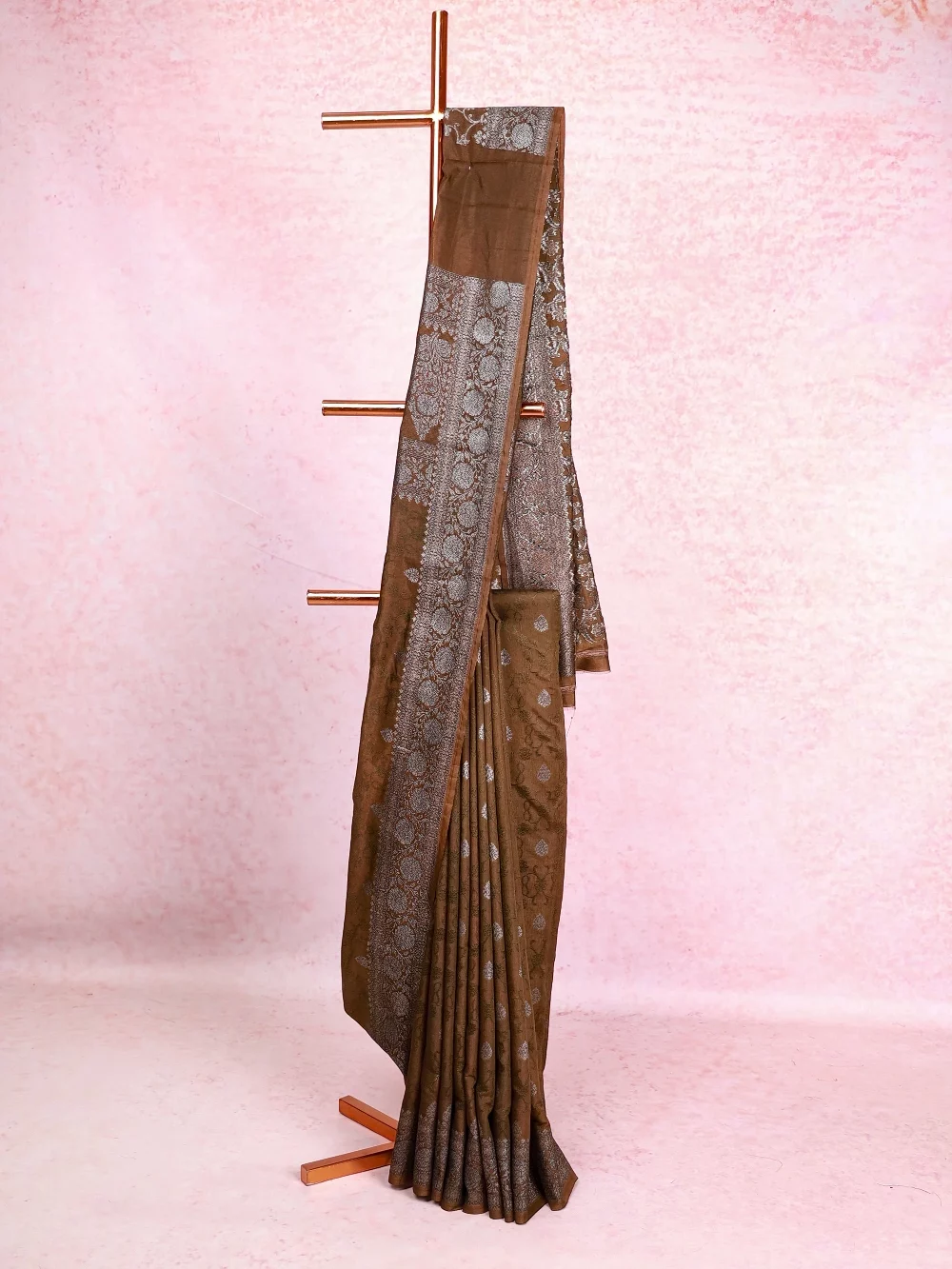 Dark Olive Green Semi Tussar Saree