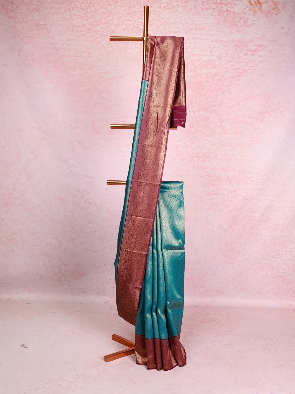 Peacock Blue Soft Silk  Saree