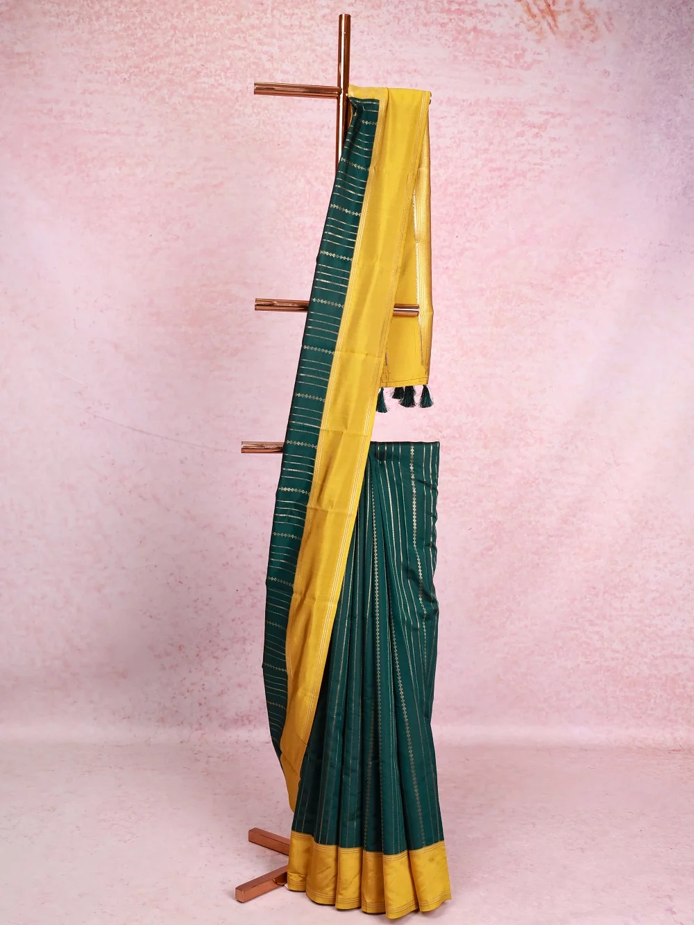 Bottle Green Semi Silk  Saree