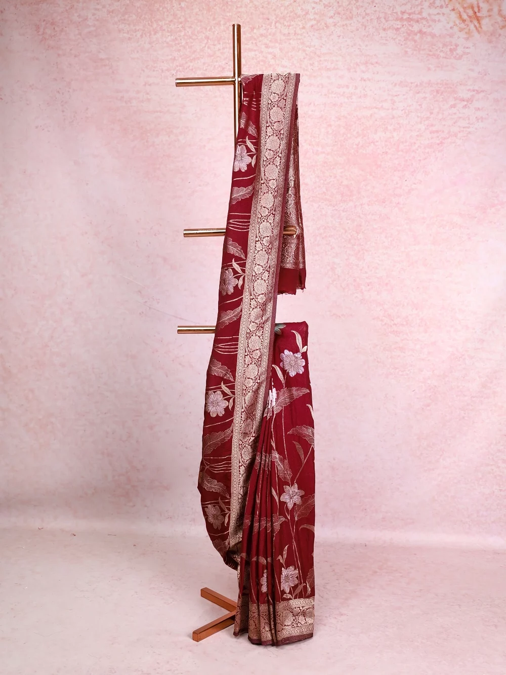 Dark Grape Wine Banarasi Georgette Saree