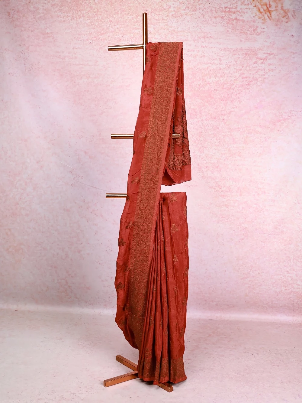 Maroon Semi Banarasi Saree