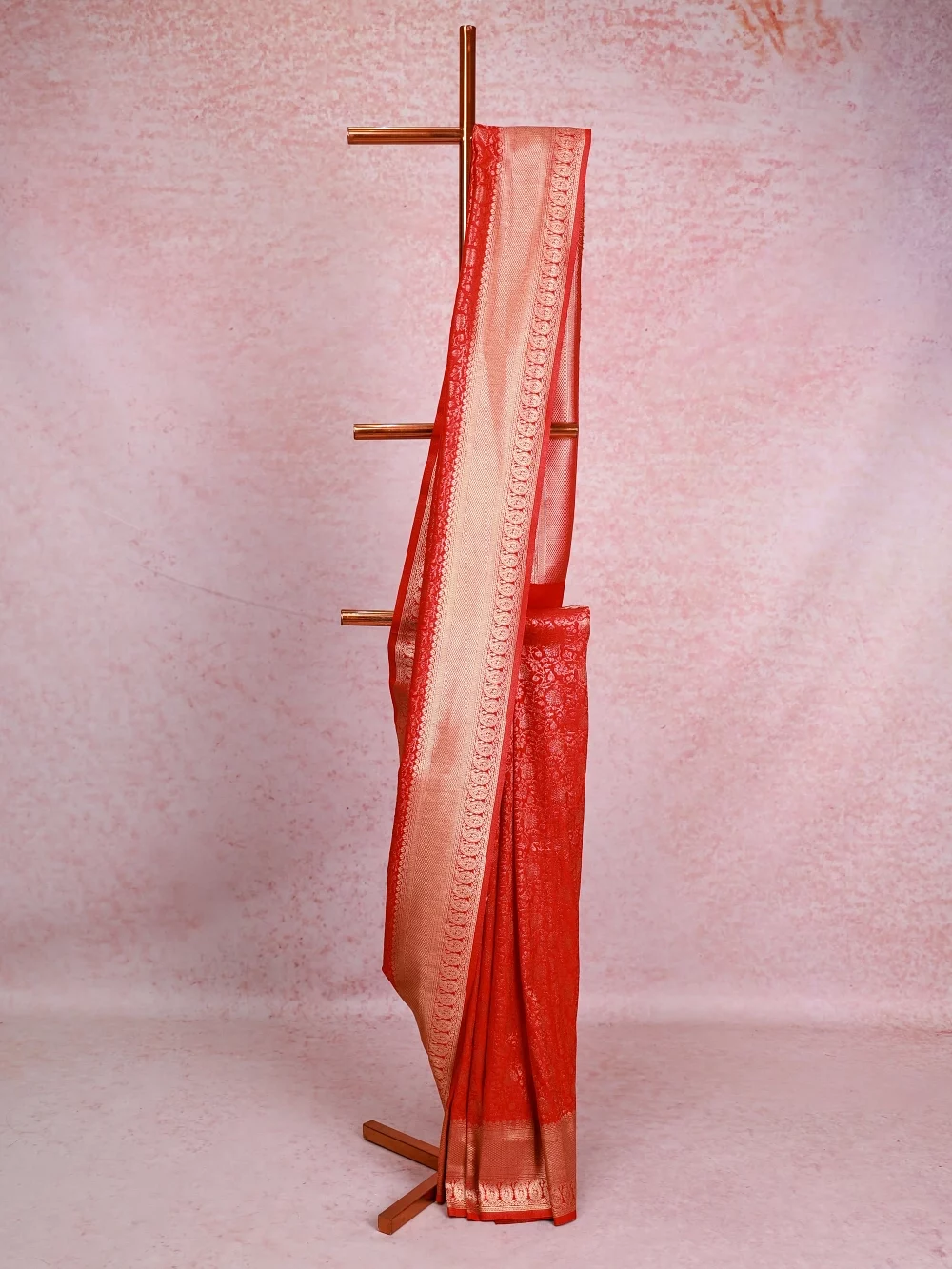Red Semi Banarasi Saree