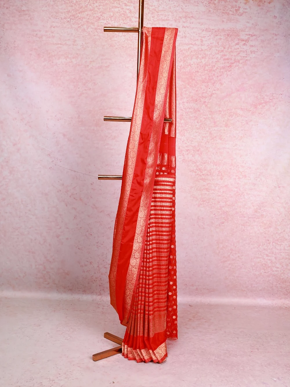 Red Semi Banarasi Saree