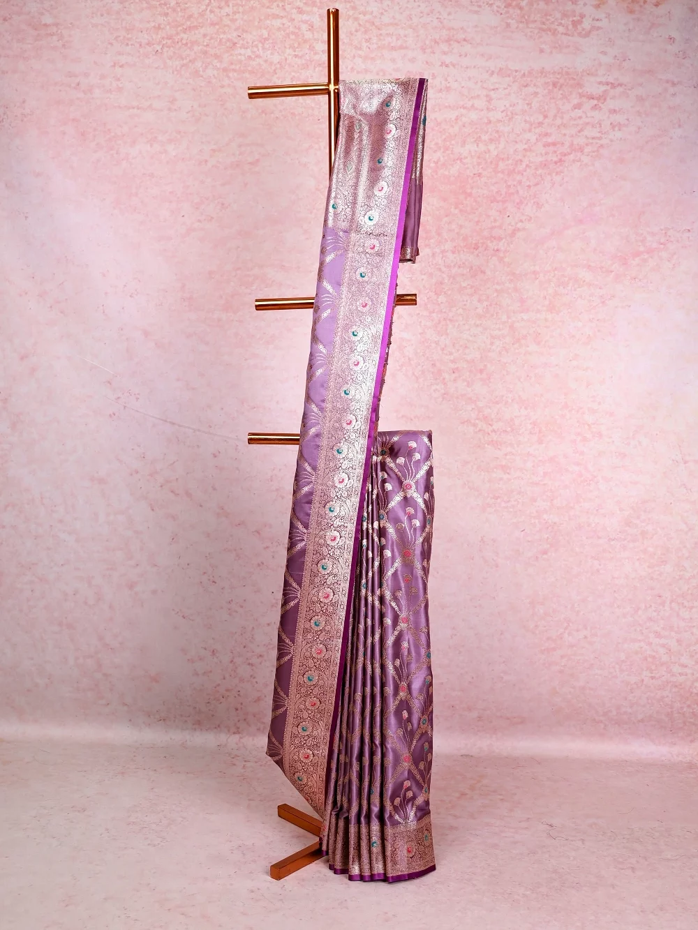 Lavender Satin Saree