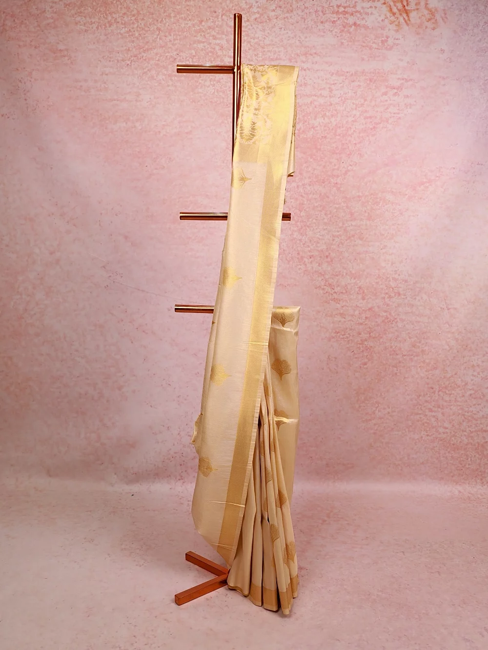 Golden Cream Tissue Kerala Saree