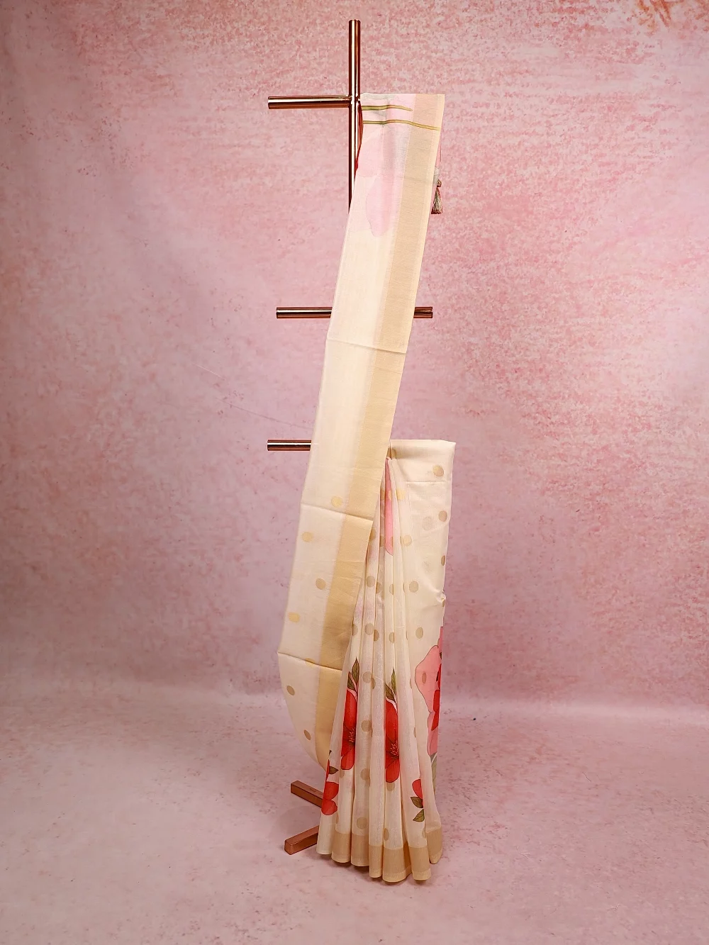 Cream Tissue Kerala Saree