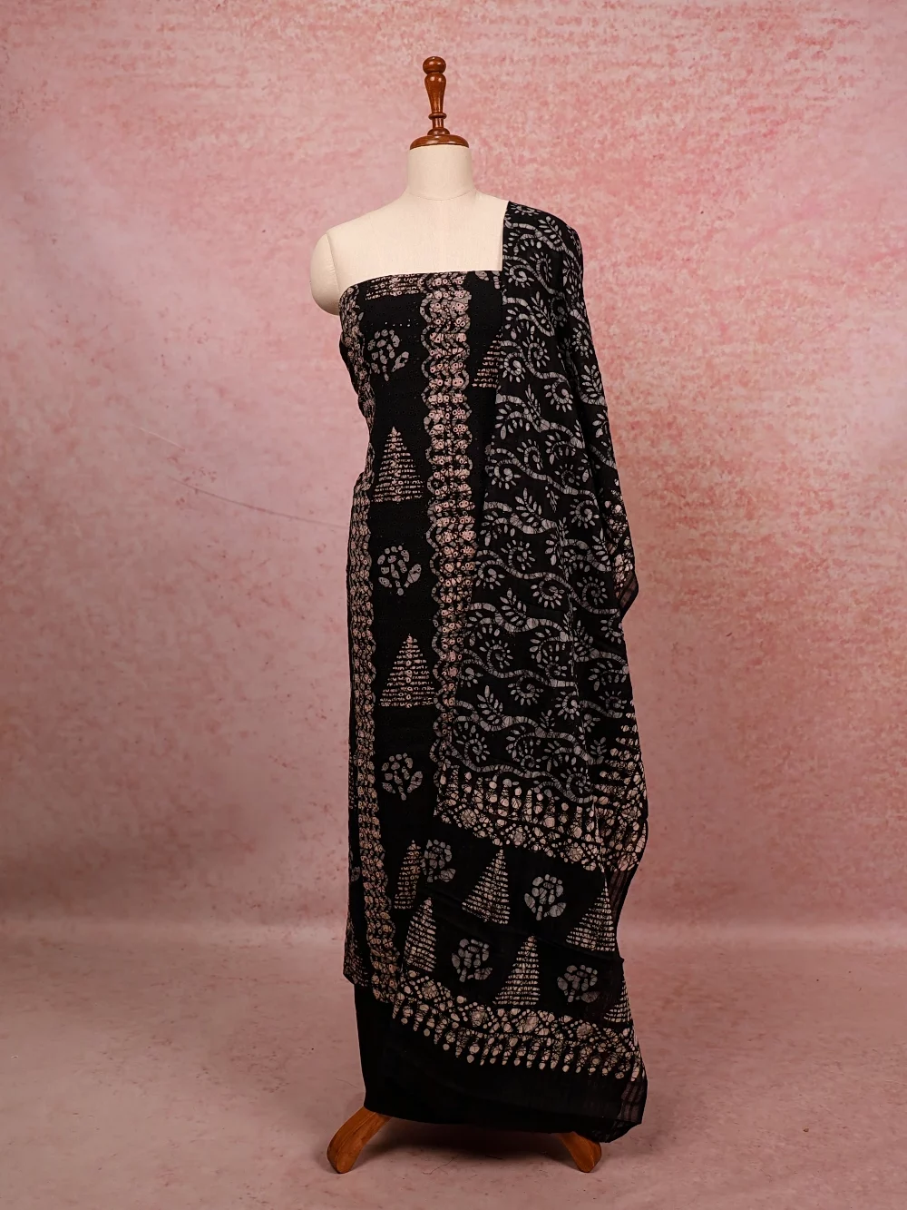 Black Hakoba Printed Unstitched Churidhar Material