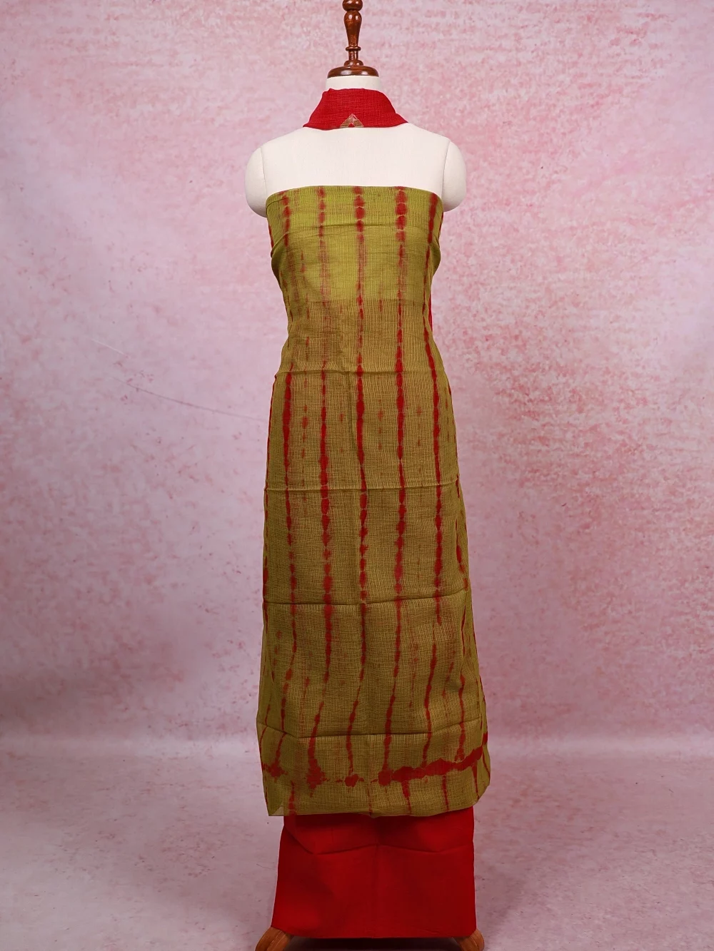 Green Net Kota Printed Unstitched Churidhar Material