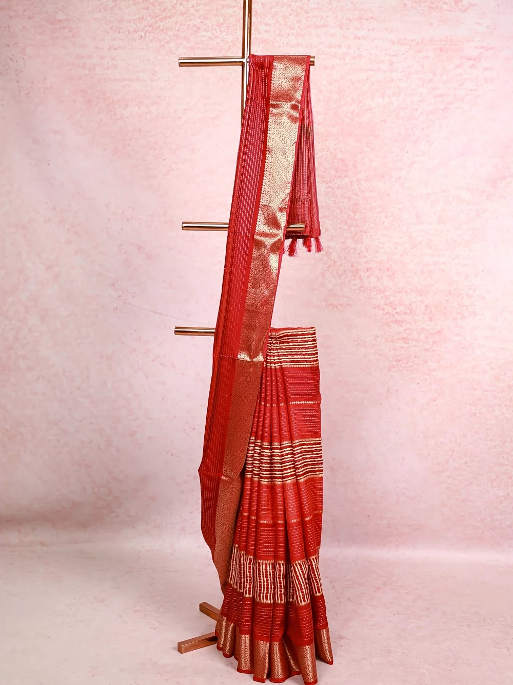 Maroon Red Semi Silk Saree