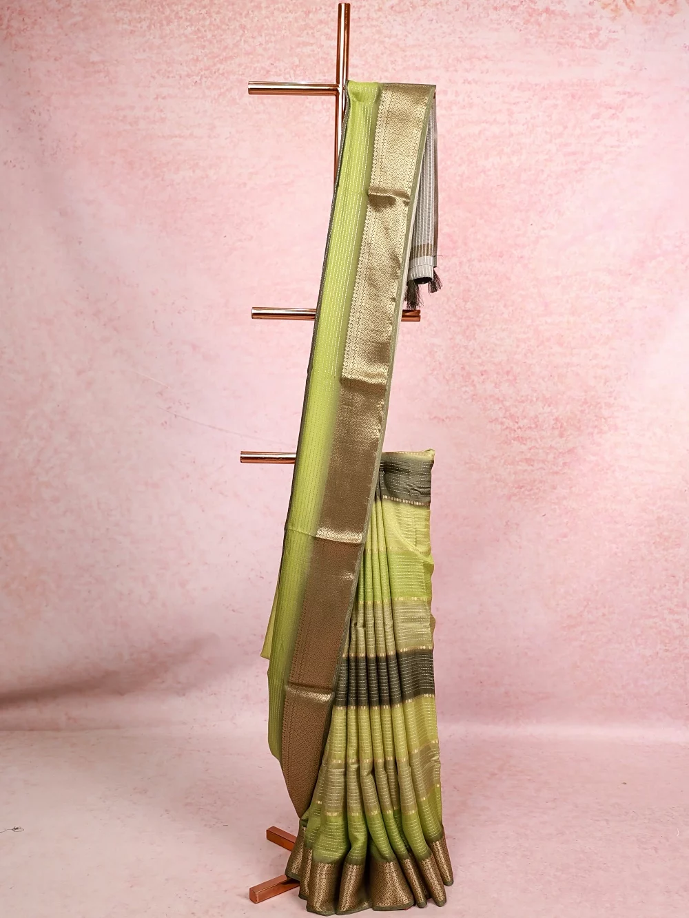 Pastel Green Multi Shades Semi Silk Saree