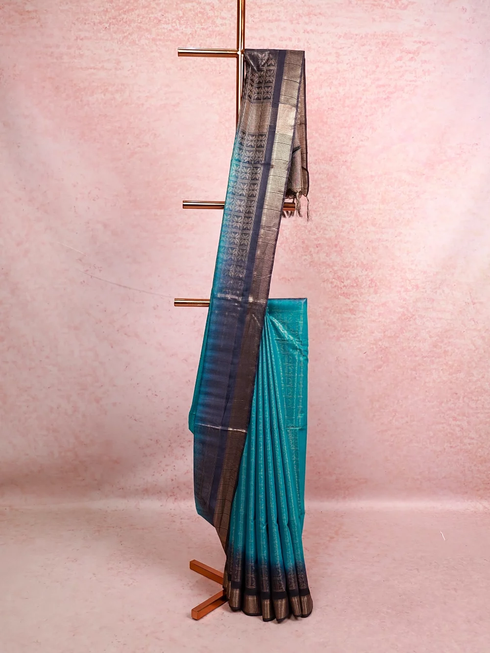 Sea Blue Semi Tussar Saree