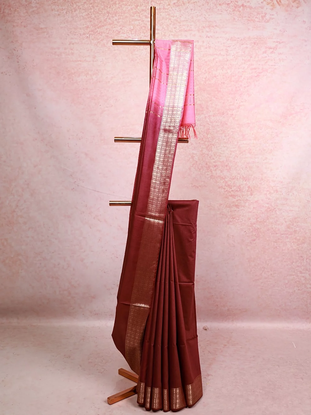 Wine Semi Tussar Saree