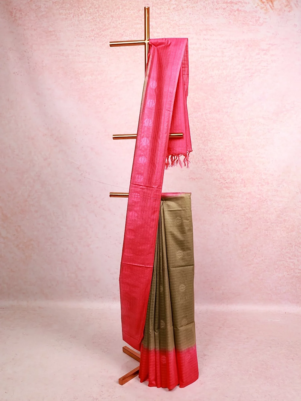 Moss Green Semi Tussar Saree