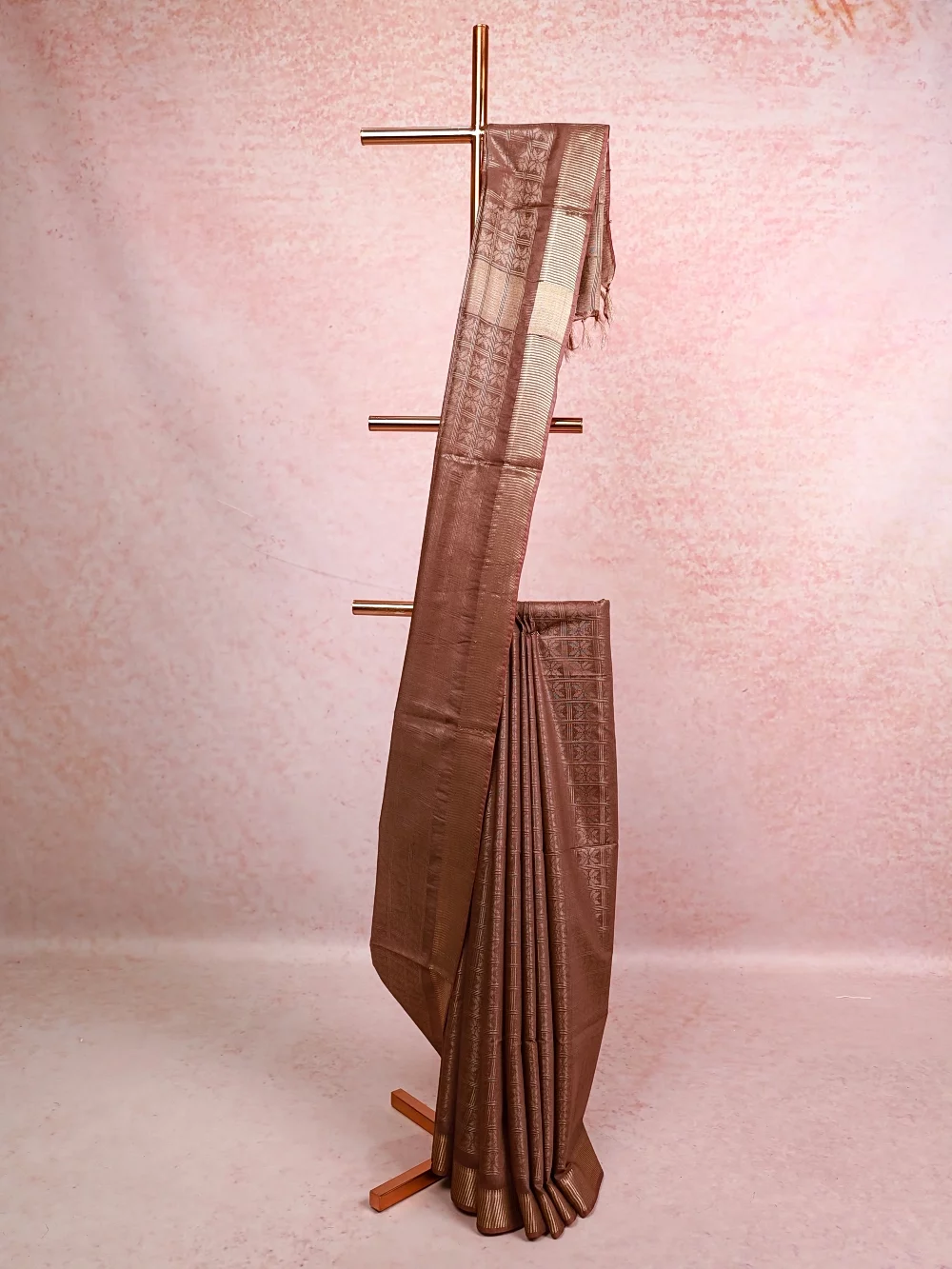 Light Brown Semi Tussar Saree