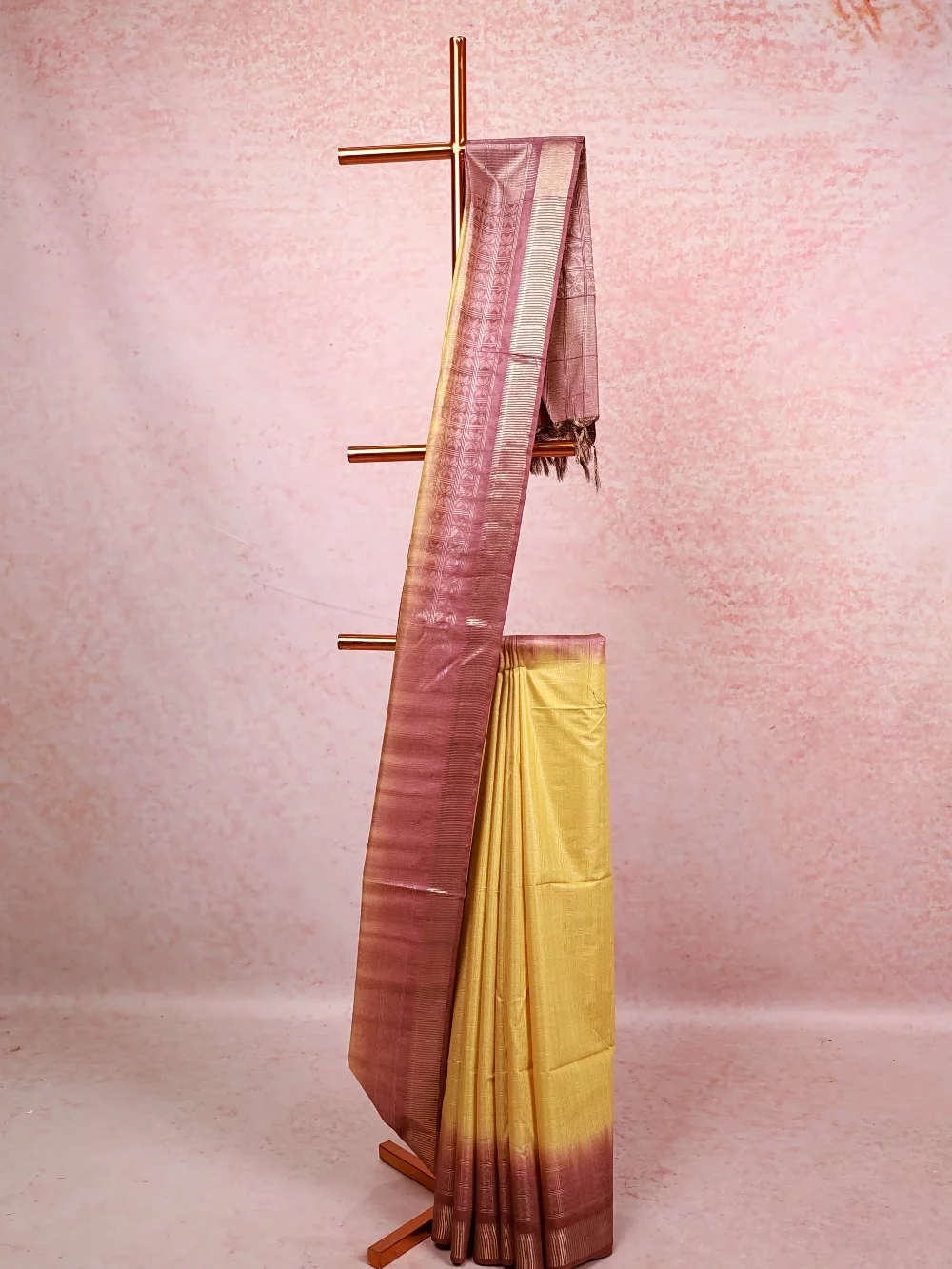 Yellow Semi Tussar Saree