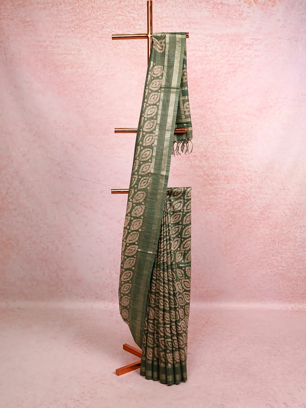 Green Semi Tussar Saree