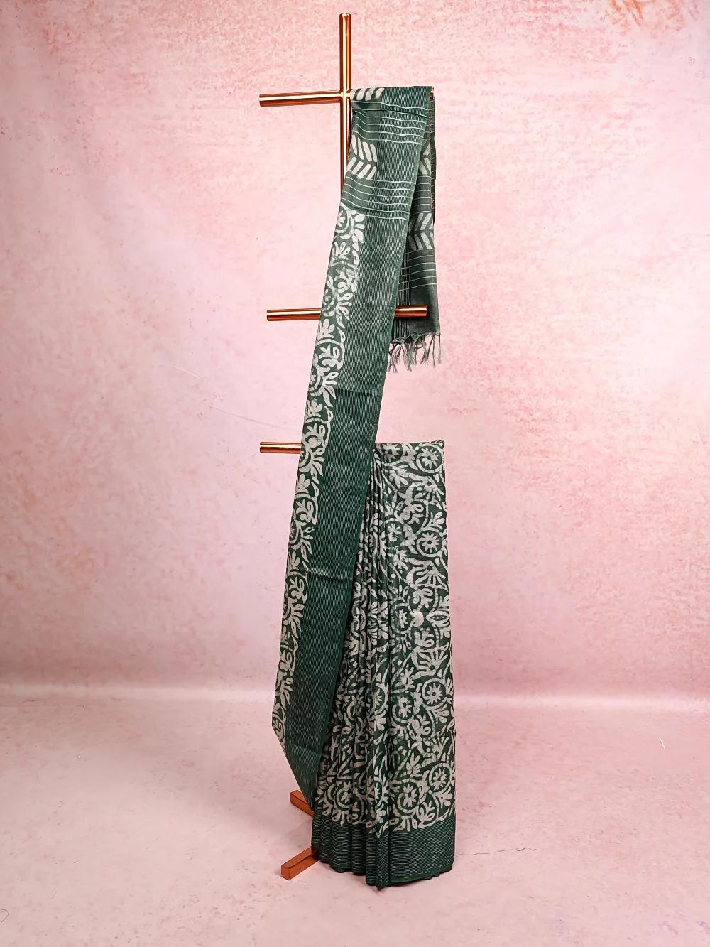 Green Semi Tussar Saree