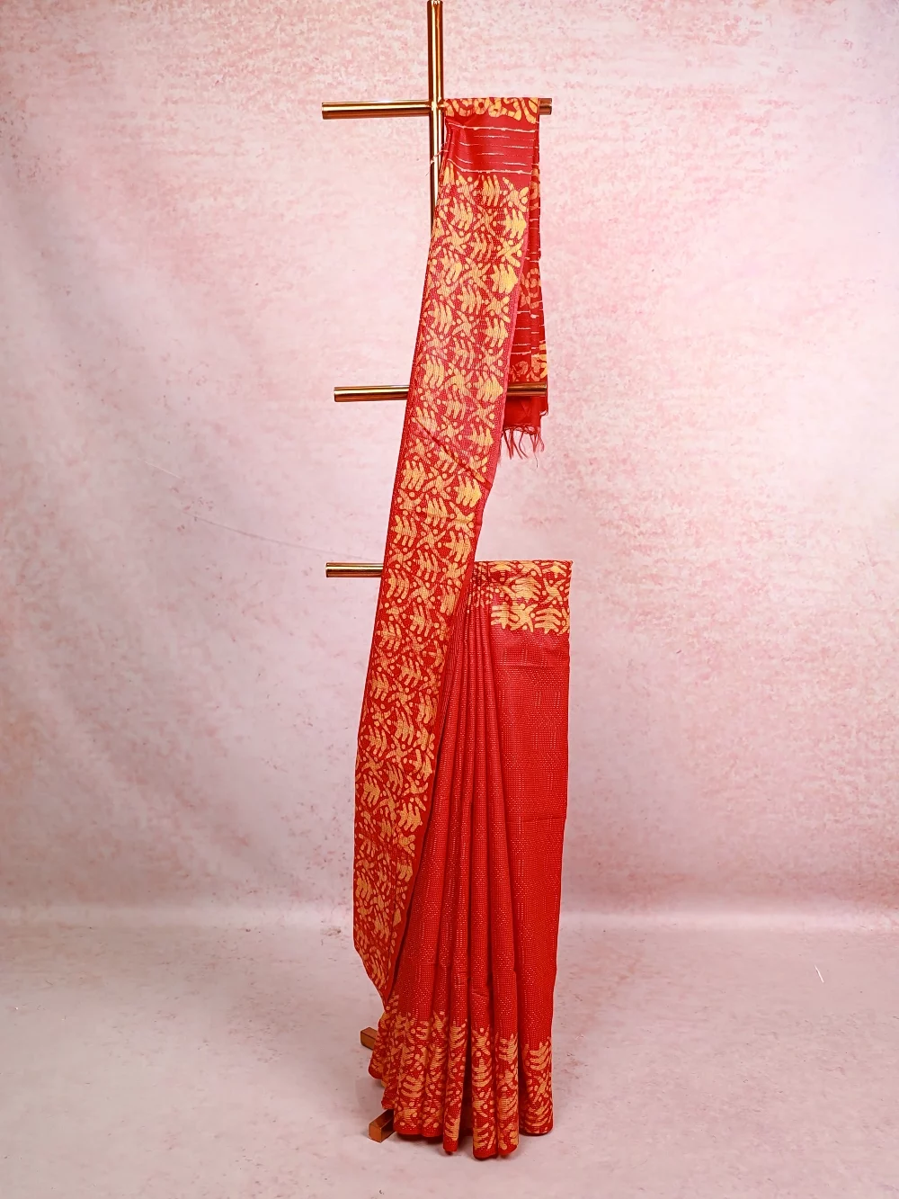Red Semi Tussar Saree