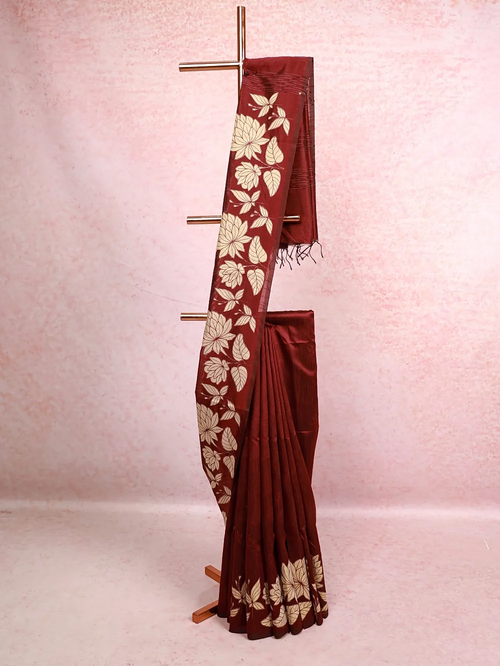 Wine Semi Tussar Saree