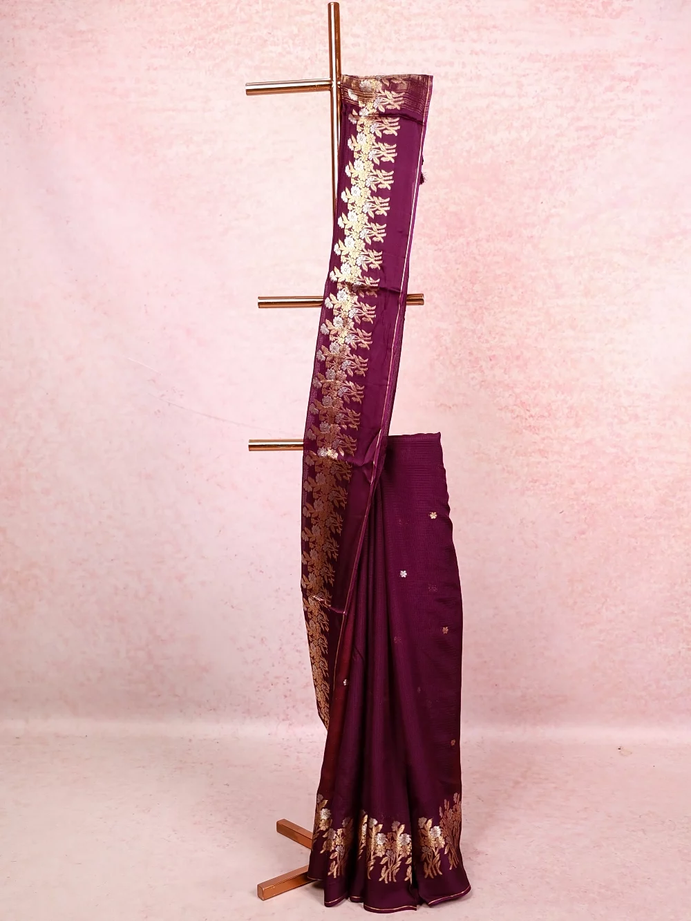 Violet Crepe Saree