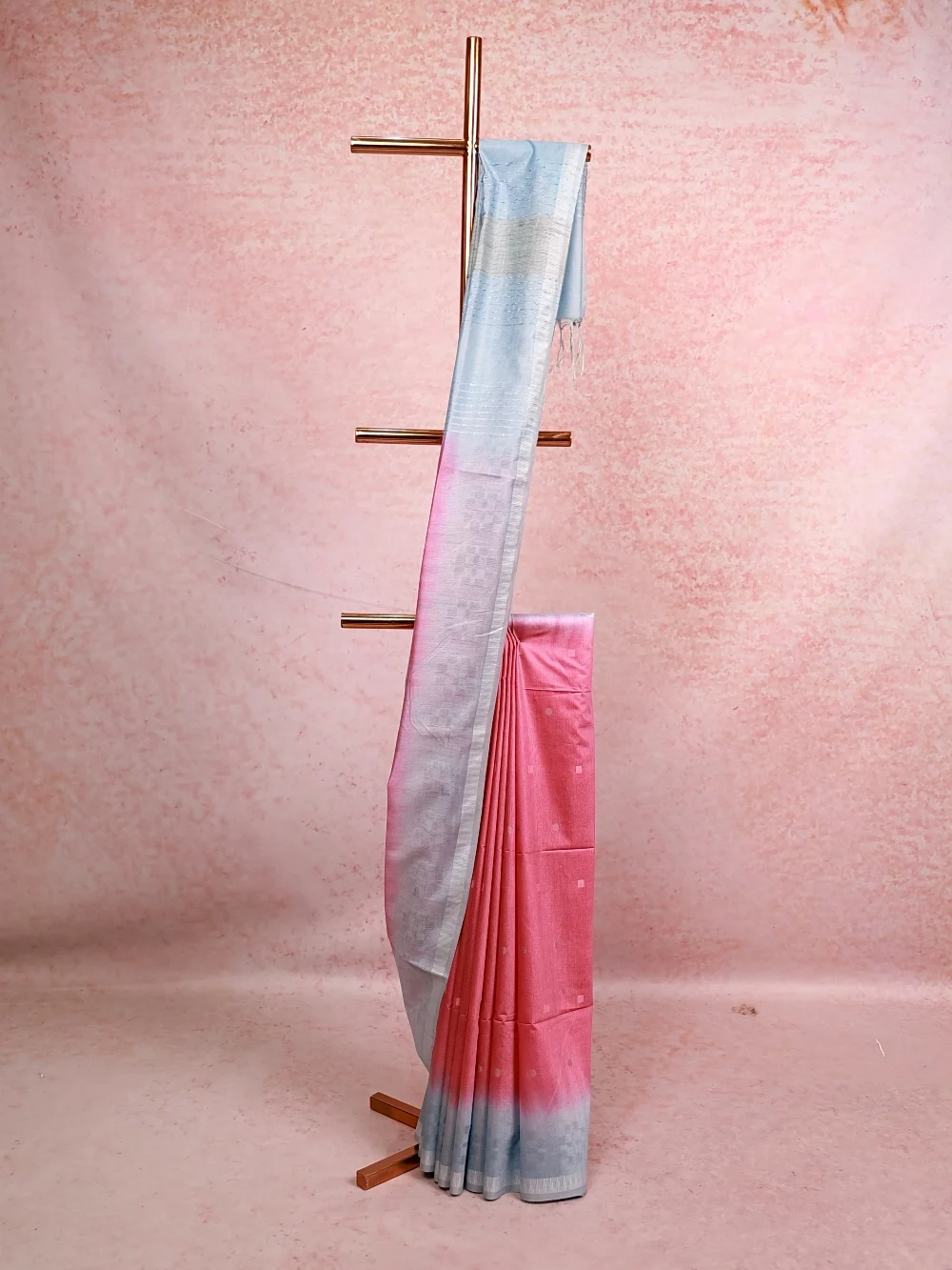 Pink  Semi Tussar Saree