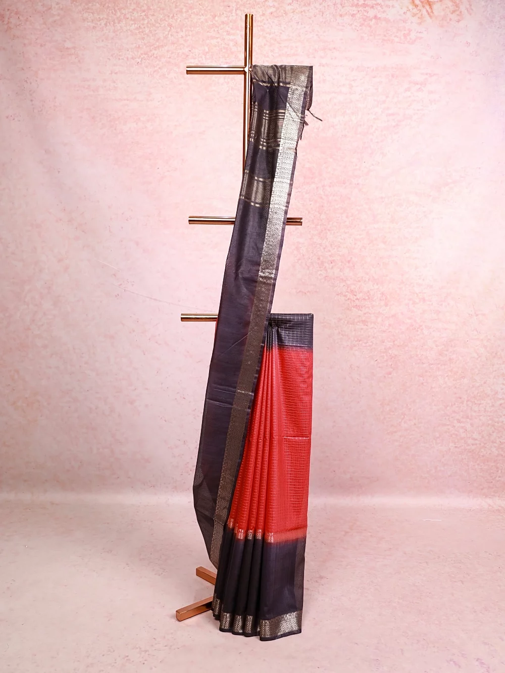 Red Semi Tussar Saree