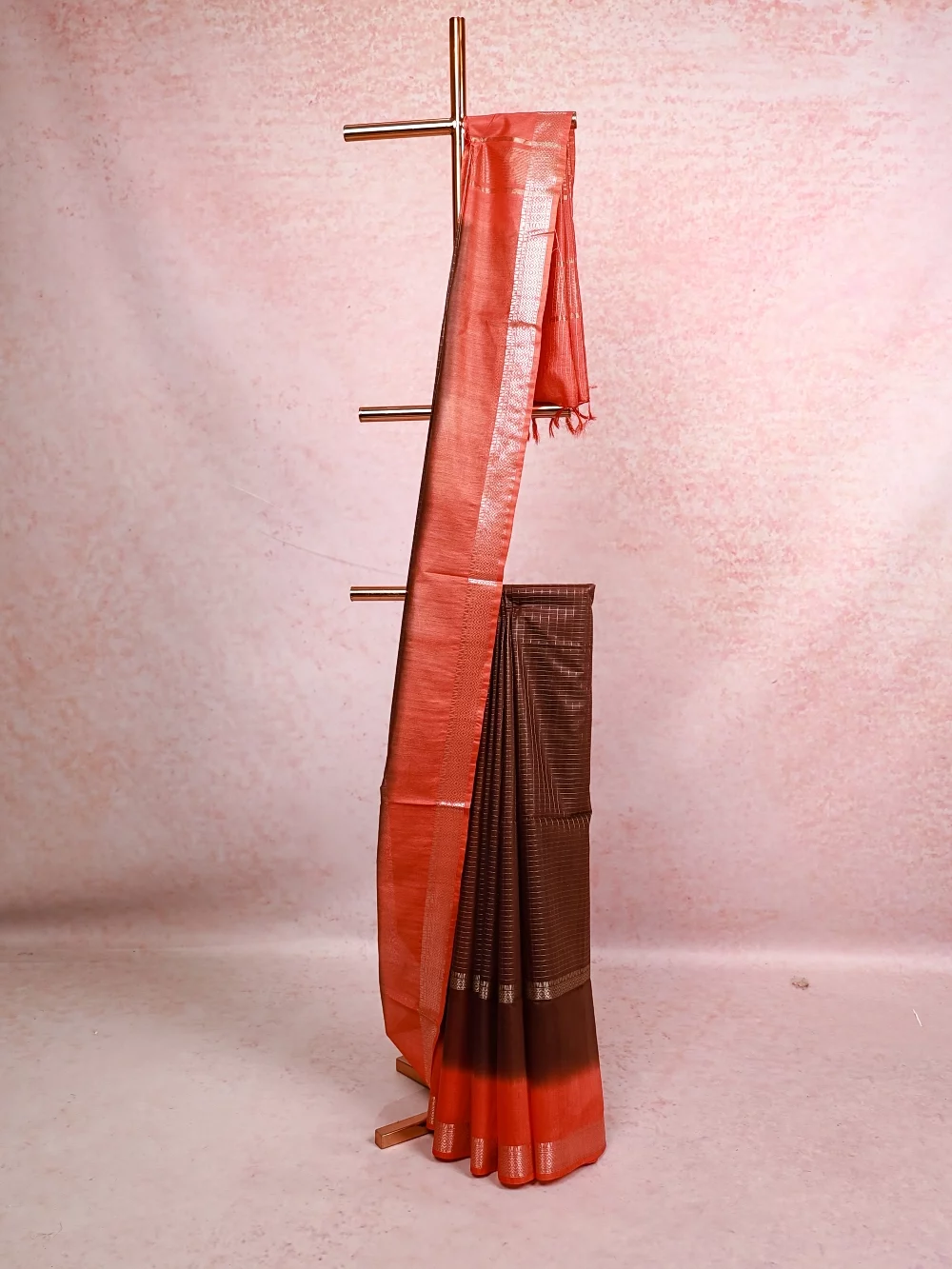 Coffee Brown Semi Tussar Saree