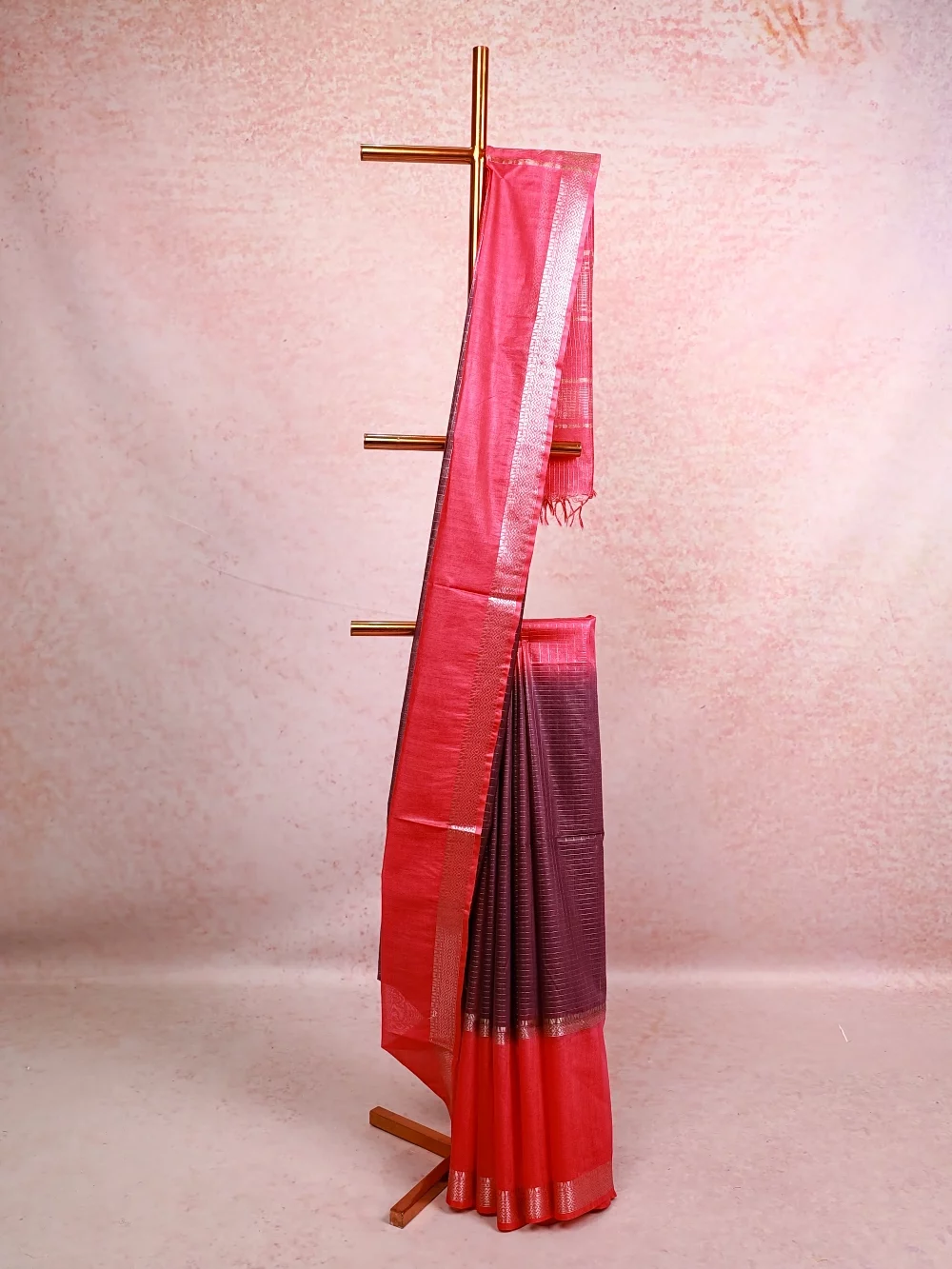 Dark Lavender Semi Tussar Saree