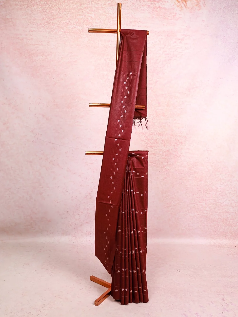 Wine Semi Tussar Saree